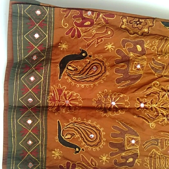 Mexico pencil long Summer skirt with cultural prints made in India size S - Picture 5 of 13